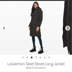lululemon Sleet Street Long Puffer Winter Snow Trench Coat Jacket Black Sz 4